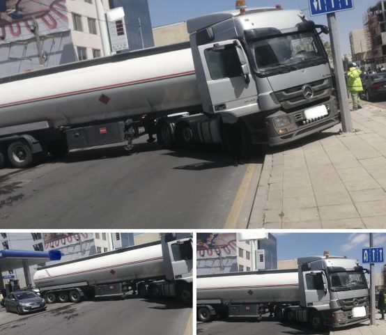 صهريج معطل يغلق طريقا في خلدا