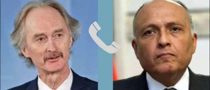 وزير الخارجية المصري يتلقى اتصالاً هاتفياً من مبعوث الأمم المتحدة الخاص إلى سوريا