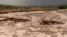 أمطار غزيرة وسيول في عدة مناطق جنوب الأردن