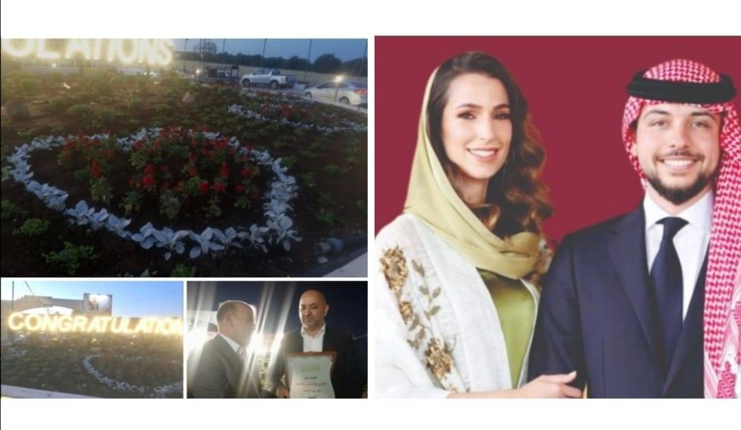 الروسان يعيد تأهيل دوار سما الروسان ويحوله لباقة ورد بمناسبة زفاف ولي العهد