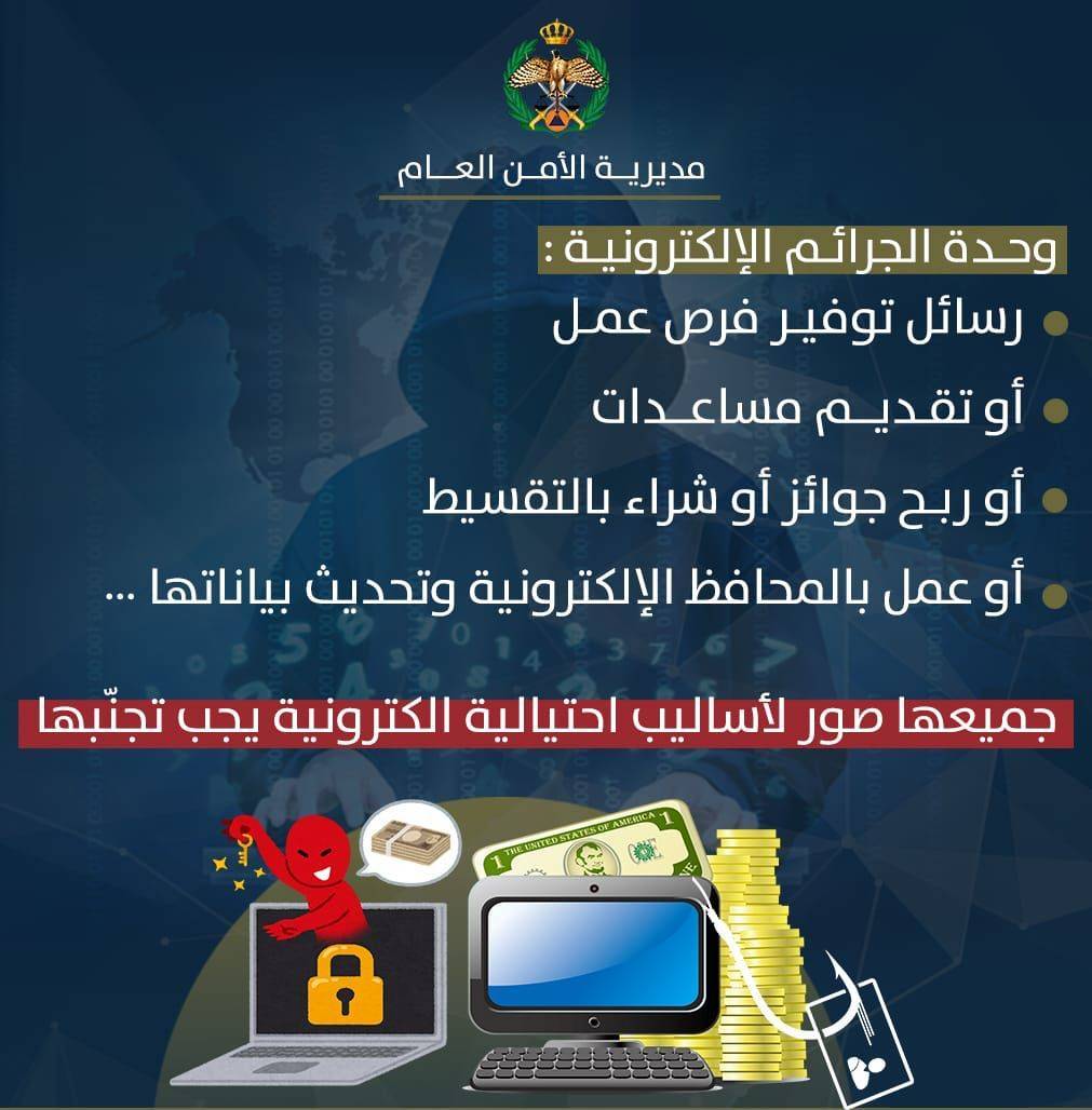 وحدة الجرائم الإلكترونية تحذر من رسائل وهمية