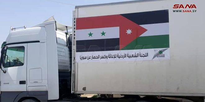 الهلال الأحمر السوري يتسلم قافلة مساعدات أردنية جديدة