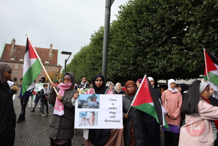 مسيرة في بوروس السويدية تضامنا مع غزة