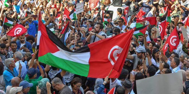 مظاهرة في تونس دعماً للشعب الفلسطيني ومقاومته