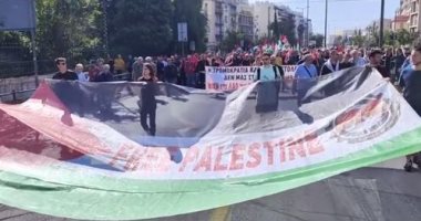 مظاهرات حاشدة فى العاصمة اليونانية تضامنا مع الشعب الفلسطينى