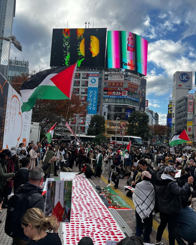 وقفة تضامنية مع الشعب الفلسطيني وسط العاصمة اليابانية طوكيو_صور