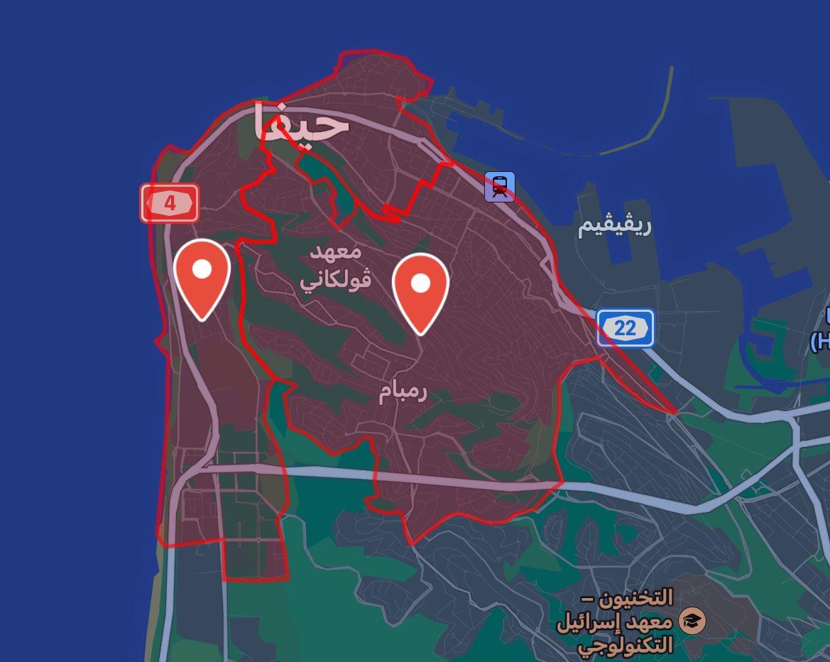 دوي صفارات الإنذار بحيفا وجبل الكرمل