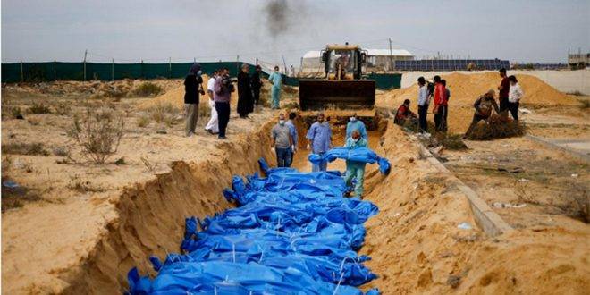 المقابر الجماعية في قطاع غزة… شاهد على مجازر الاحتلال