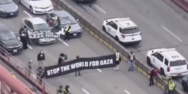 متظاهرون مؤيدون لفلسطين يغلقون جسر غولدن غايت في سان فرانسيسكو