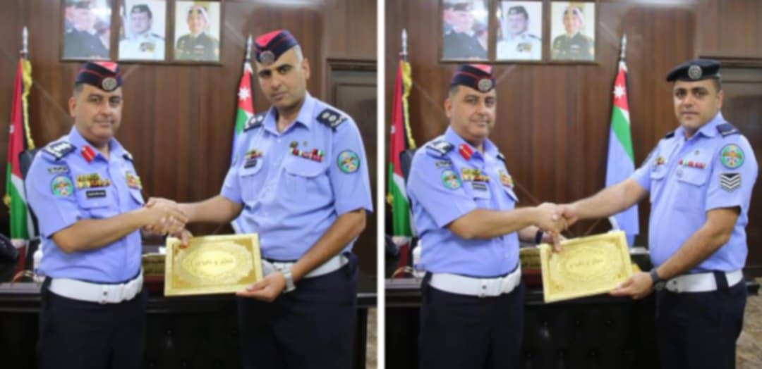 العقيد العساف يكرم الملازم أول حاتم الخصاونة والرقيب محمود  موسى