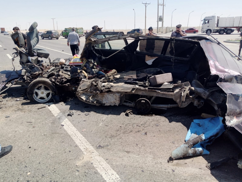 حادث تصادم مروع على الطريق الصحراوي