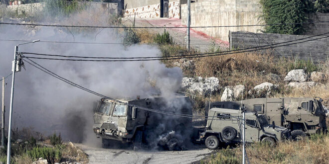 A number of Palestinians injured in Israeli military raid#44; south of Nablu