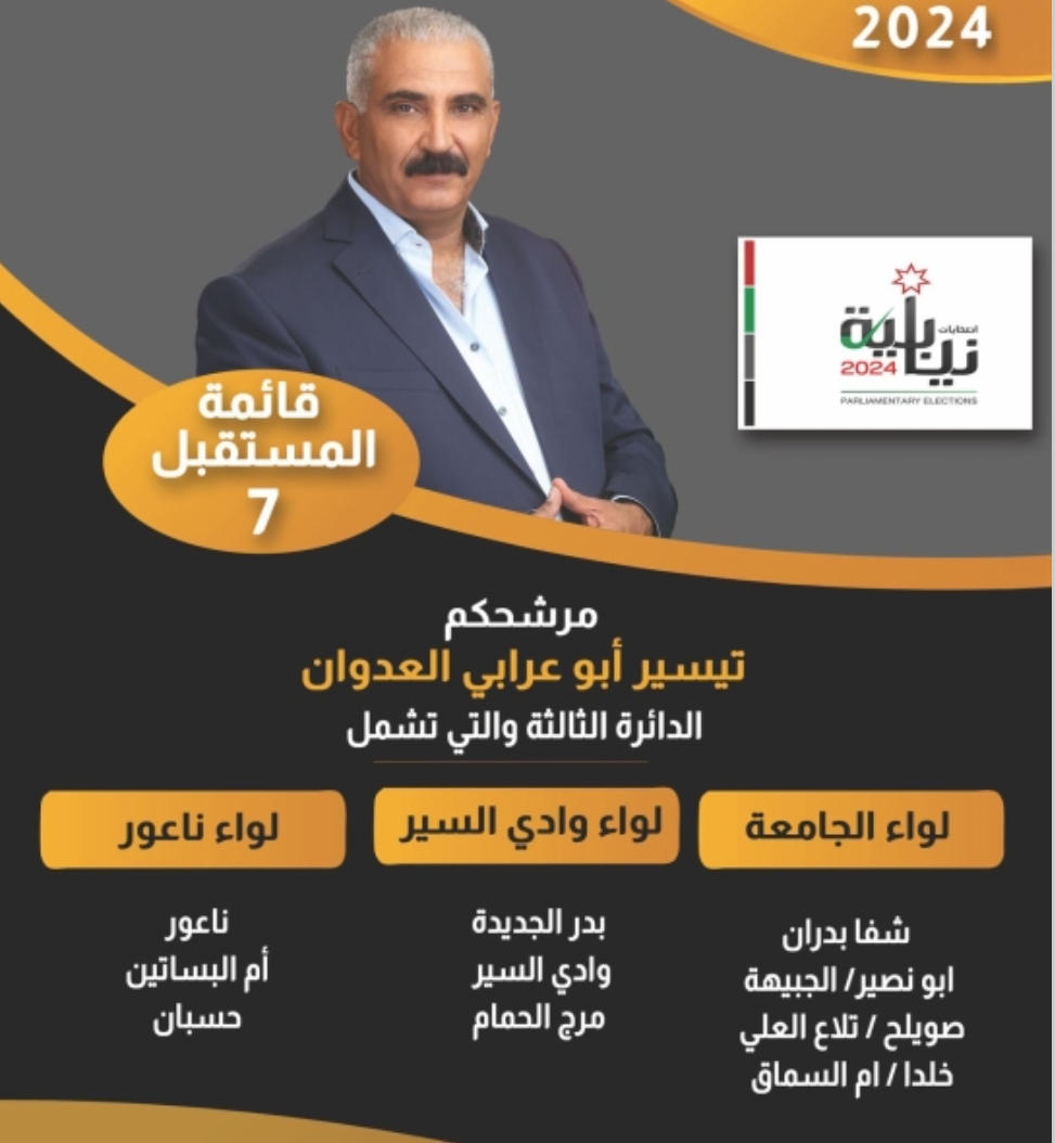 المرشح تيسير العدوان يتصدر المشهد الانتخابي في الدائرة الثالثة عمان