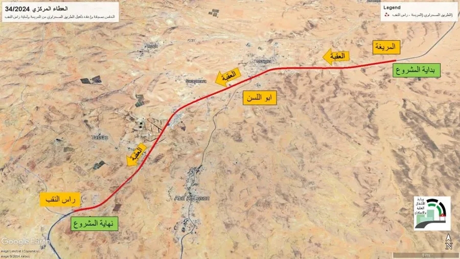 الأشغال: بدء العمل بمشروع صيانة الطريق الصحراوي من منطقة المريغة ولغاية راس النقب