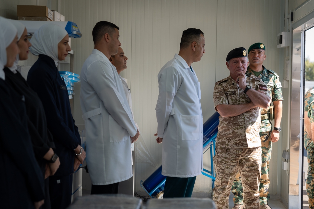 King briefed on progress of Jordanian field hospital for obstetrics#44; neonatal care to be dispatched to Gaza