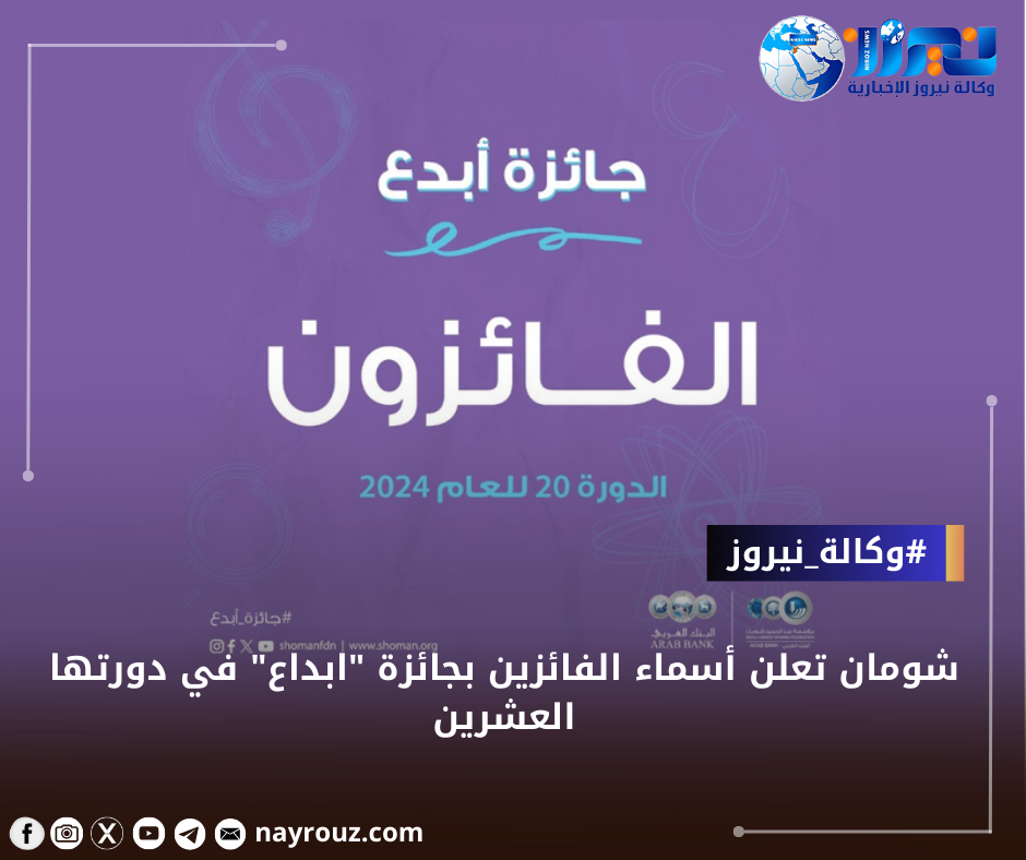 شومان تعلن أسماء الفائزين بجائزة أبدع في دورتها العشرين