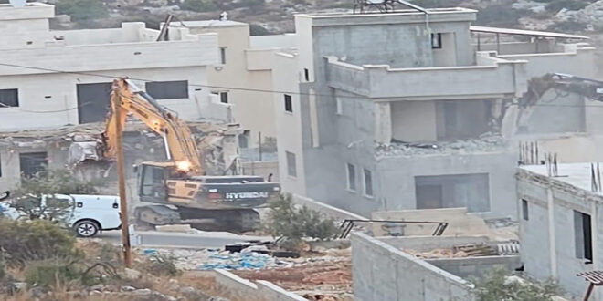 Occupation forces demolish two houses#44; two facilities near Salfit