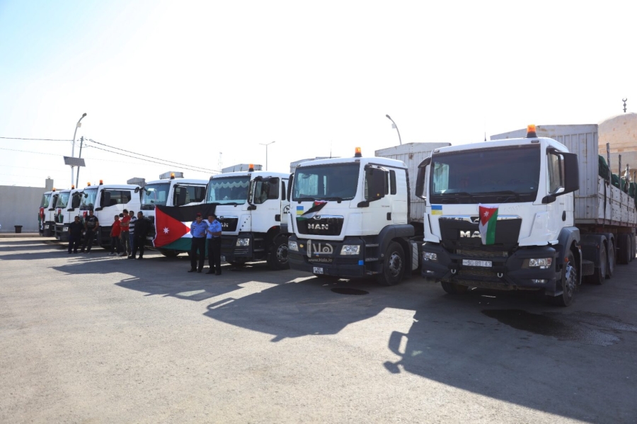 وصول قافلة مساعدات أردنية إلى شمال غزة