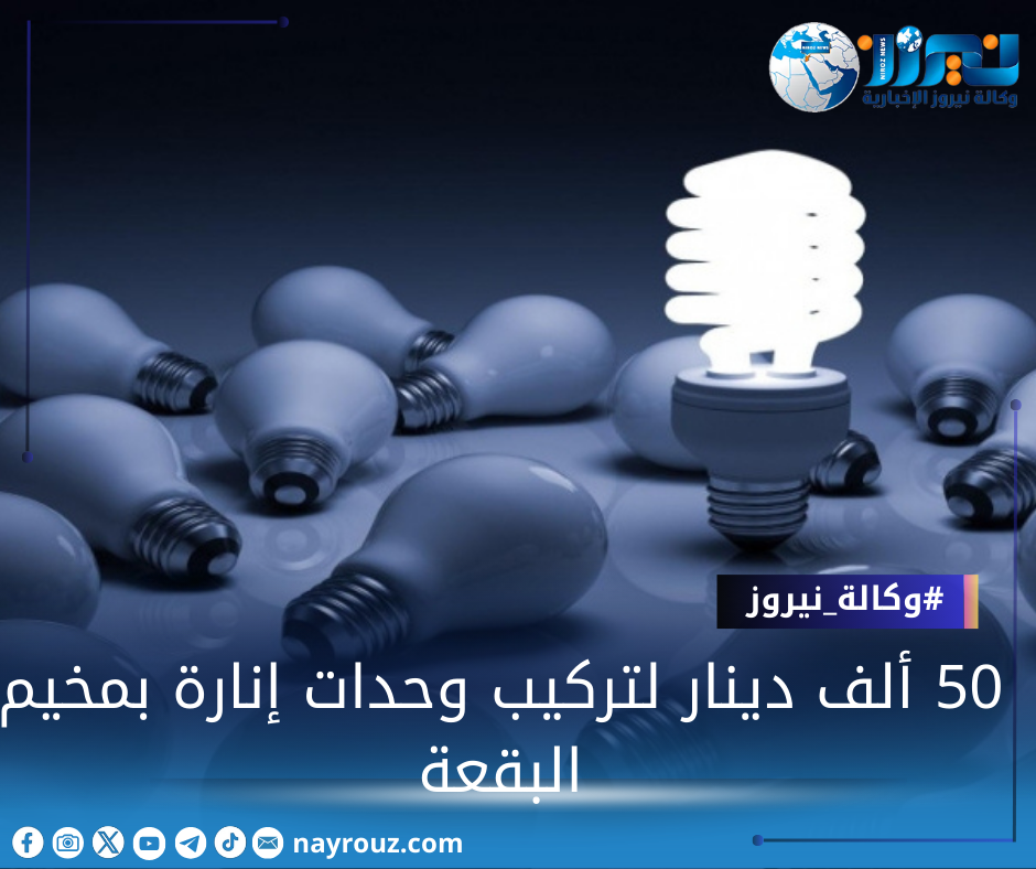 50 ألف دينار لتركيب وحدات إنارة بمخيم البقعة