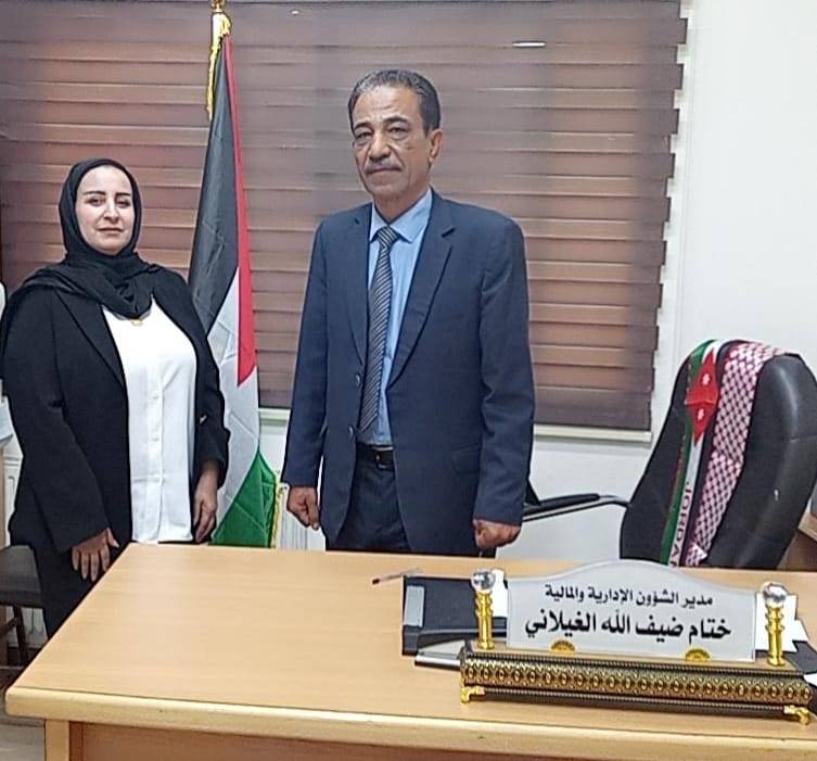 الأستاذة ختام الغيالين تباشر عملها مديراً للشؤون الإدارية والمالية في تربية لواء الموقر