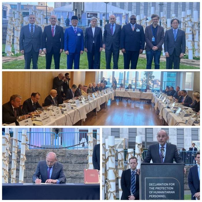 وزير الخارجية يشارك باجتماع إعلان حماية العاملين في المجال الإنساني 