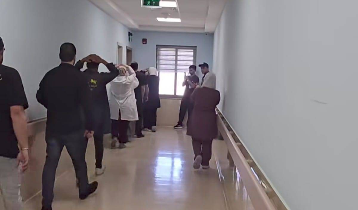 تمرين إخلاء في مستشفى الطفيلة الحكومي