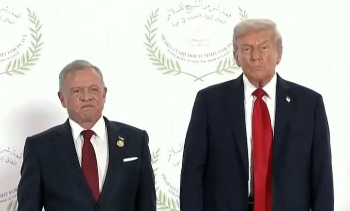 ترمب يشكر الملك عبدالله الثاني في شرم الشيخ