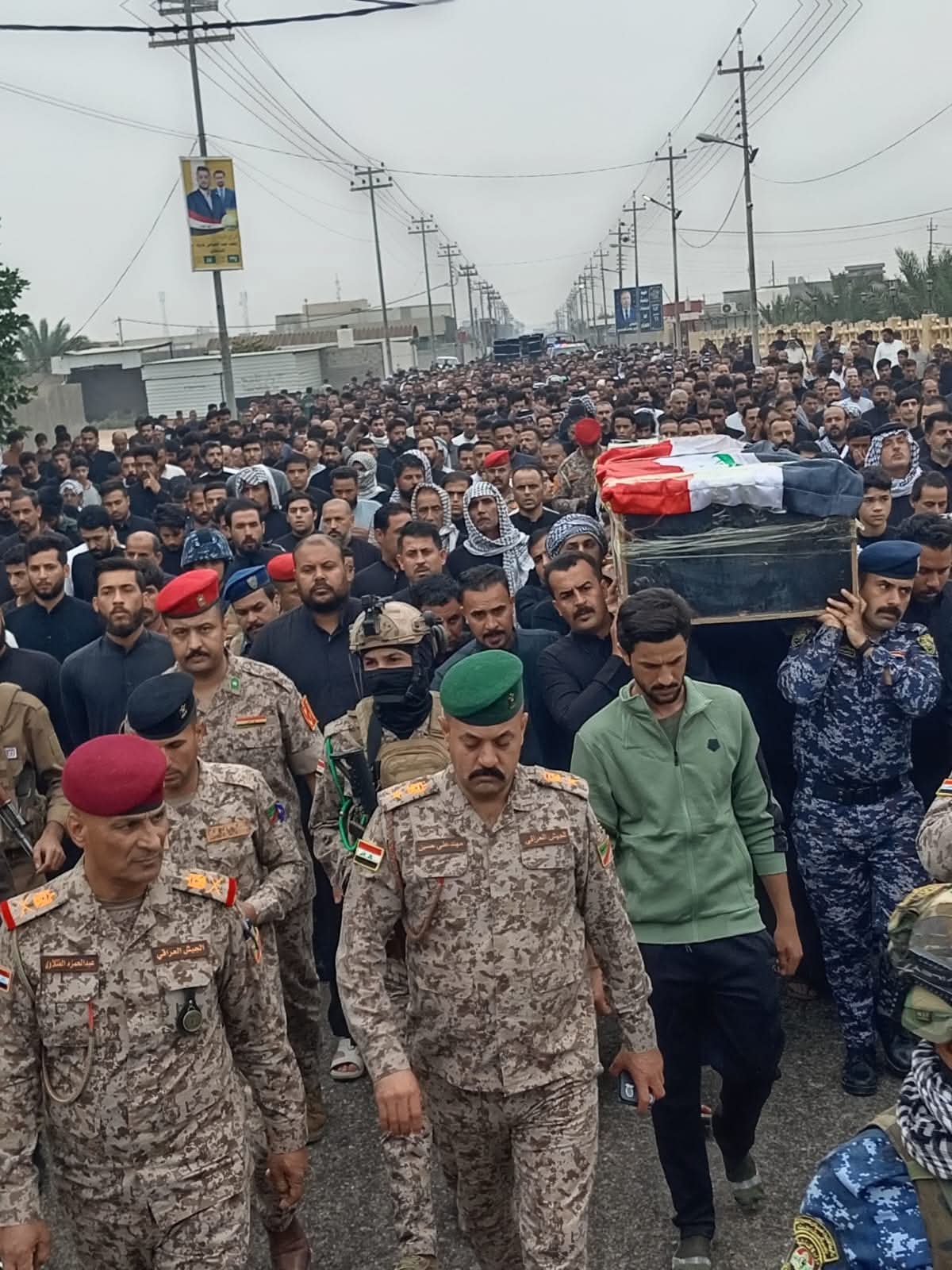 الجيش العراقي يشيّع الشهيد المقدم مصطفى نعيم جار الله في البصرة