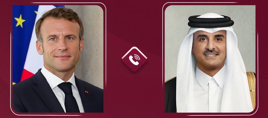 سمو أمير قطر يتلقى اتصالاً هاتفياً من الرئيس الفرنسي